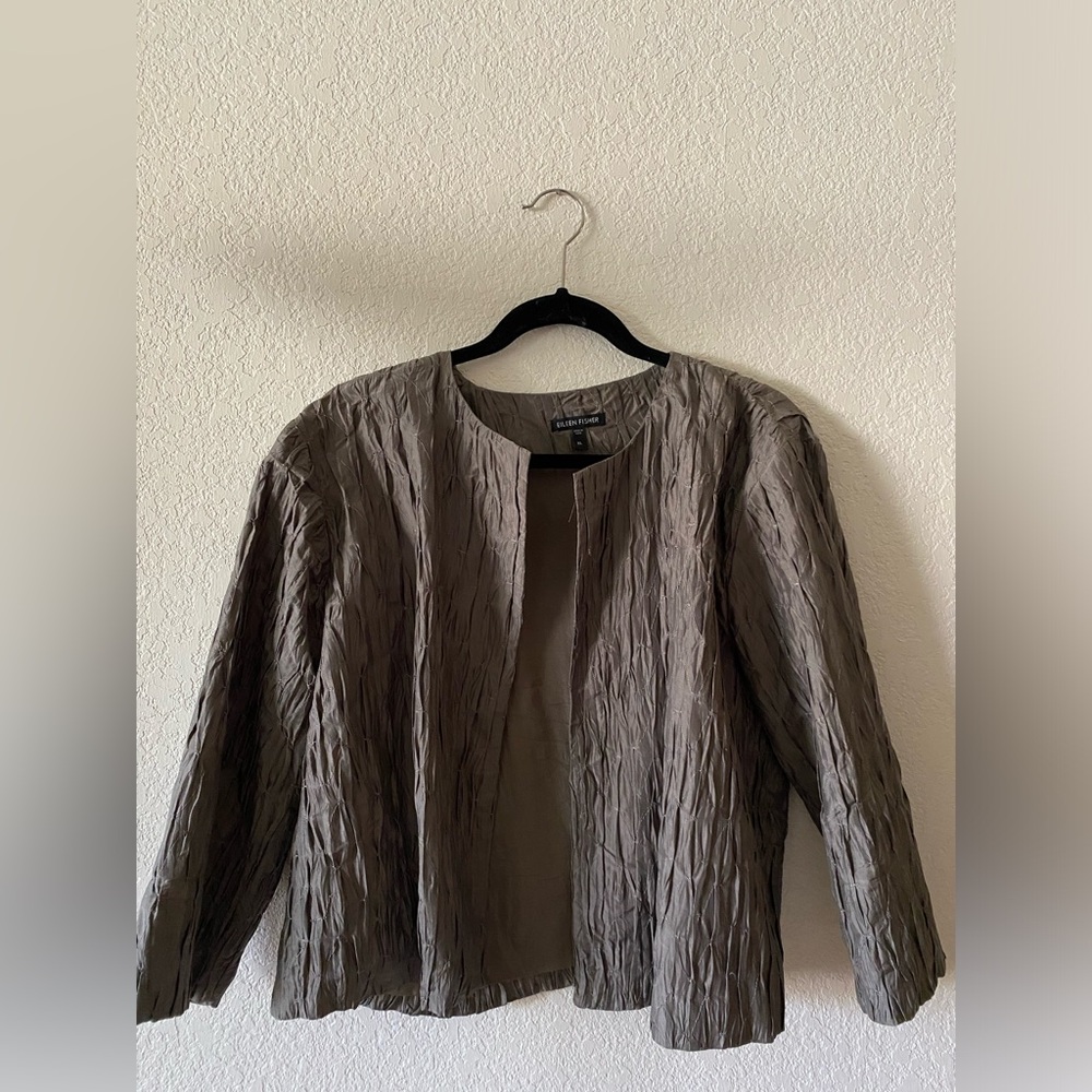 Eileen Fisher 100% Silk Cropped Jacket